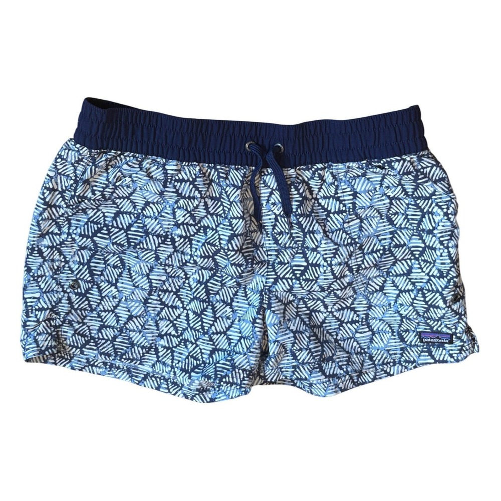 Patagonia Swim Shorts Girls XXL Blue Geometric Print Board Shorts
